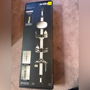 Telescoping Shower Caddy Organizer with Mirror - Silver & Black